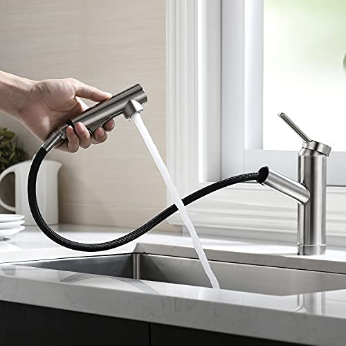 Best Review CREA Kitchen faucets, Bar Sink Faucet , Kitchen Sink Faucet Pull Out Chrome Single Handle Utility Prep Wet Commercial Modern rv Faucet Delta Low Arc Outdoor Laundry Faucet