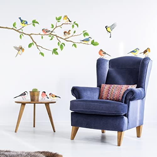 DECOWALL DWL-1804N Garden Birds on Tree Branch Kids Wall Stickers Wall Decals Peel and Stick Removable Wall Stickers for Kids Nursery Bedroom Living Room décor