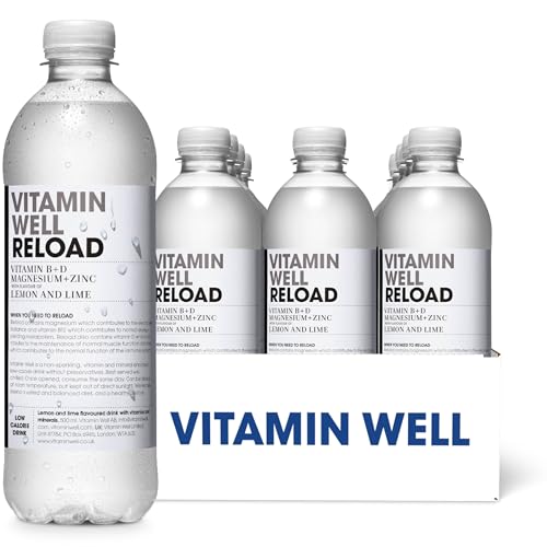 Vitamin Well Lemon & Lime Flavouredwater– Enriched with Vitamin D, B, Magnesium, Zinc, Low Calorie, Vitaminwater– 12 x 500ml (RELOAD)