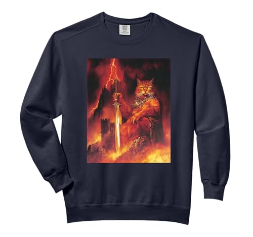 Dark Fantasy RPG Lover Cat Warrior Comfort Colors Adult Sweatshirt
