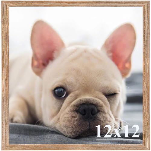 RUN HELIX 12x12 Picture Frame, Wall Gallery Photo Frames,Stable and Sturdy Brown Frame with High Definition Plexiglass,12x12 Poster Photo Frame,Horizontal and Vertical Formats for Wall Hangi
