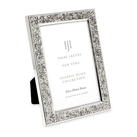 Isaac Jacobs Silver Glitter Picture Frame Cover