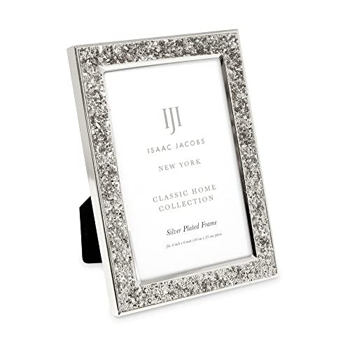 Isaac Jacobs 4x6 Silver Glitter w/Silver Metal Picture Frame w/Easel