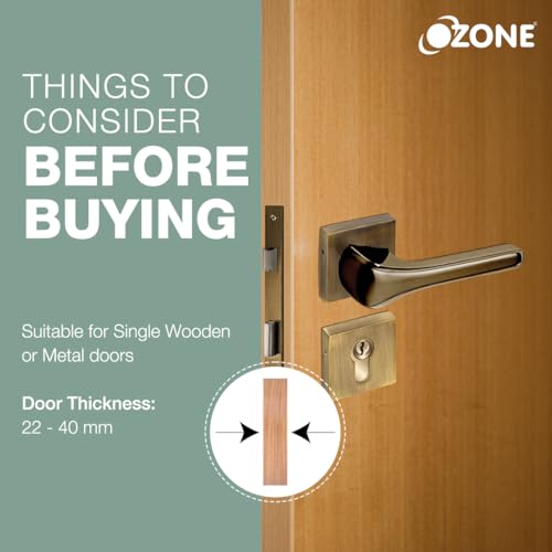 Image of Ozone Falcon Heavy Duty Mortise Door Lock Handle Set for Main Door, Bedroom, Bathroom, and Living Room | (Antique Brass Finish)