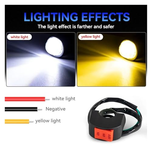 Faro LED universal para moto con lente proyector foco auxiliar de conducción amarillo impermeable 3