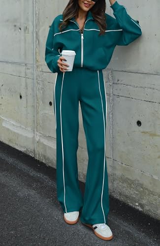 Image of BTFBM Women's Two Piece Tracksuit Fall 2026 Long Sleeve Zip Up Sweatshirt Long Pants Outfits Jogger Sweatsuit Sets