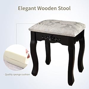 Vanity table setoval mirrorwood makeup table w4 drawer storagebedroom dressing table with cushioned stool for girls women black  urban country home decor