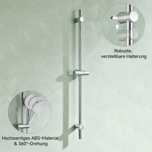 Auralum Duschset ohne Armatur mit Duschstange 90cm Edelstahl & 6-Funktionen Filter Duschkopf mit Schlauch 1.5m… – Ansicht 5