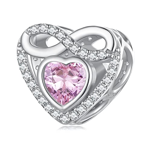 Ciondolo a forma di cuore in argento Sterling 925, per braccialetti Pandora, Zirconia cubica, Zirconia cubica