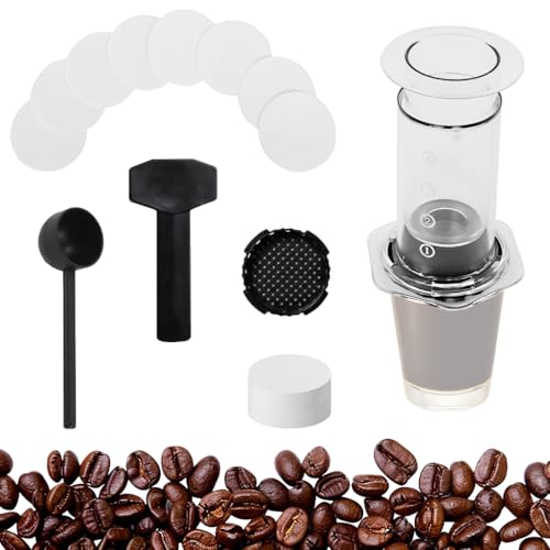 Image of Supvox Press Coffee Maker 4 Stage Brewing Easy Press Coffee Brewing Pot Heat Resistant Food Grade PP Manual Detachable Design Portable Maker for Travel,Camping,Grey