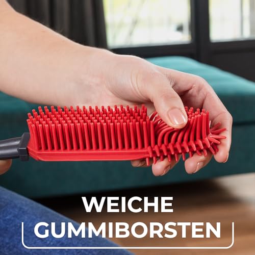 Vileda Pet Pro Elektrostatische Bürste, Tierhaarentferner für Textile Oberflächen, elektrostatische Kraft, langlebiges Silikonmaterial, ideal für Enge Stellen, ergonomisches Design, abwaschbar