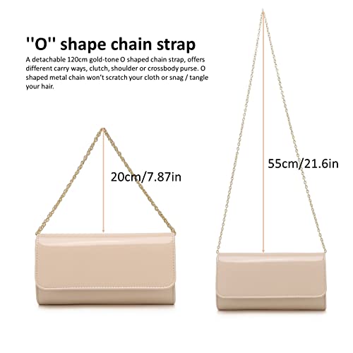 Patent Leather Envelope Clutch Womens Evening Handbag Stylish Shoulder Bag Purse For Christmas Wedding Party Prom(Nude 018) #TOP5