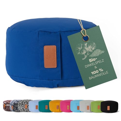#DoYourYoga rundes Yogabolster - waschbarer Bezug Bio-Dinkelspelz (KBA) Füllung 30 x 15 cm Yoga Kissen für Yin Yoga & Meditation - Navyblau
