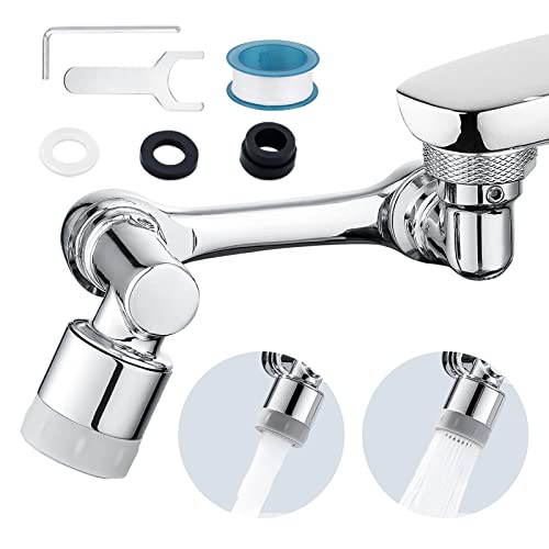 Wasserhahn Verlängerung, 1080° Drehbarer Wasserhahn Aufsatz,Schwenkbarer Wasserhahn mit 2 Modi Einstellbarer, Drehbarer Multifunktionaler Verlängerungshahn für Bad Küche Wasserhahn Cover