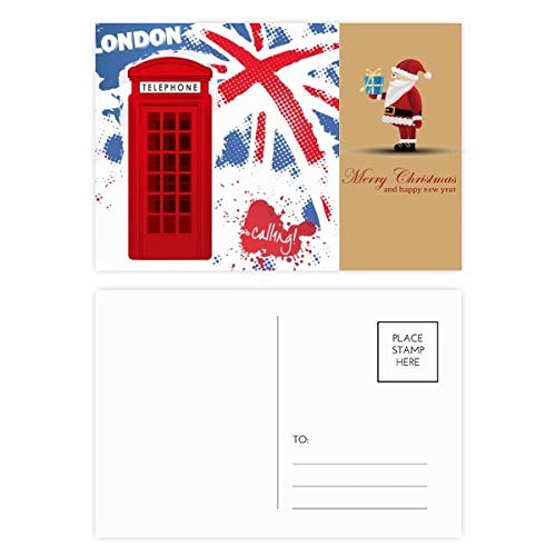 Cartes postales de Londres avec cabine rouge et Père Noël pour fêtes