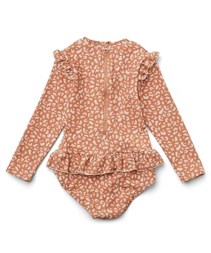 Image of Girls One Piece Swimsuits Zipper Rash Guard Long Sleeve Bathing Suit with Ruffle Hem UPF50+