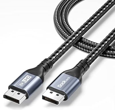 dockteck 8K DisplayPort Cable 1.4 6Ft/2M, DP to DP UHD High Speed Display Port Cord(8K@60Hz, 4K@144Hz, HDR), Cable Support HBR3 32.4Gbps HDCP Braided Cable for TV FreeSync G-Sync Gaming Monitor PC