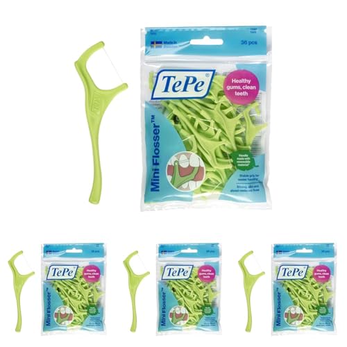 Mini Flosser, 36 ud., hilo dental, herramienta de eliminación de la paca dental eficaz para una limpieza interdental sencilla, para espacios estrechos (Paquete de 4)
