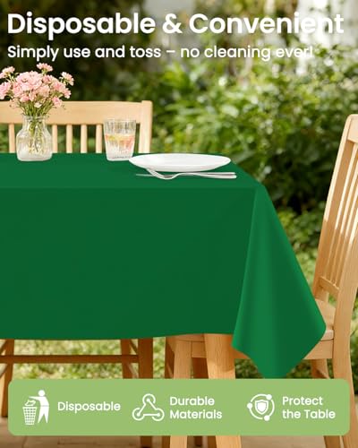 Image of LANLISA 4 Pack Green Plastic Table Cloth Disposable, 54 x 108 Inch