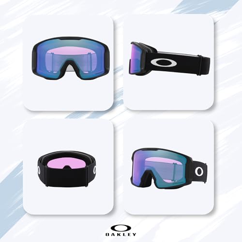 Image of Oakley Line Miner LARGE /MEDIUM Ski Goggles for Men for Women | In Matte Black, FP Black & Navy W Prizm Sapphire. Bonus kit: cleaning spray, cloth, screwdriver & mirror.