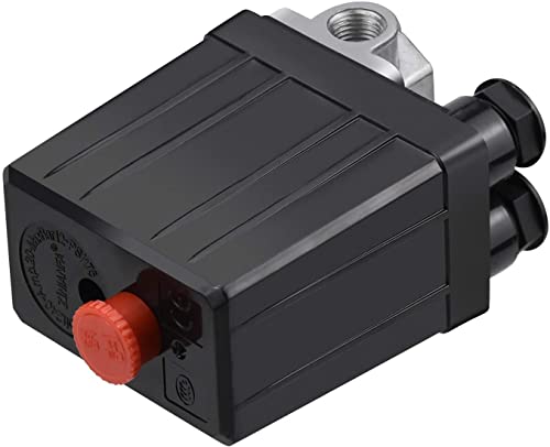 LOUIKAY NF-A8 Pressostat de Compresseur d'Air avec 4 Ports 90-125 PSI 240 V Filetage 12 MM (1/4') Commutateur de Pression Vanne de Contrôle Pièces pour Compresseur