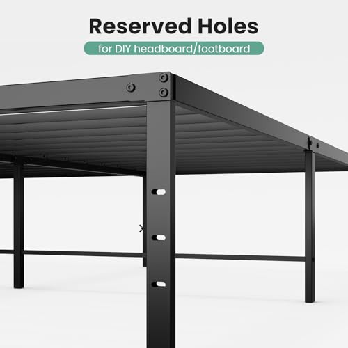 Image of OLIXIS Queen Bed Frame, Heavy Duty Sturdy 18 Inch Metal Platform Bed with Storage Space, Sturdy Support Slats & Noise-Free, No Box Spring Needed, Easy Assembly