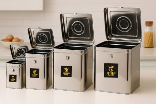Image of Esteem King Steel Rice Storage Container | Grocery Container for Kitchen | Square Cantainer | Dibba | Mini Storage Box. (3Kg,5Kg,9Kg,12Kg)