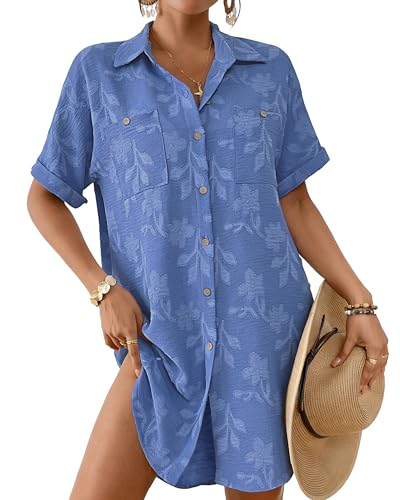 Image of Bsubseach Swimsuit Coverup for Women Swiss Dot Beach Cover Ups Shirt Dress