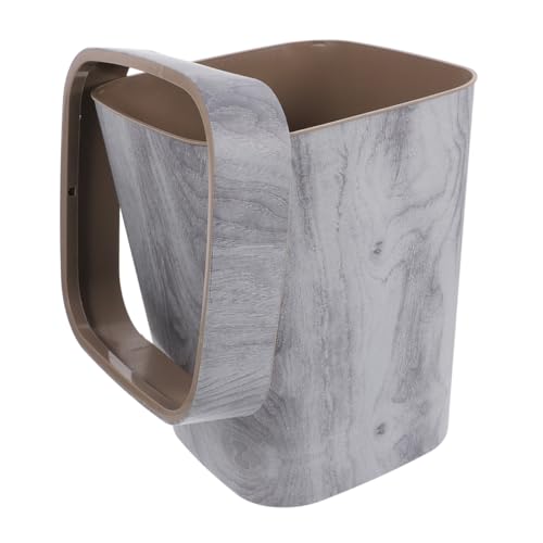 Caneca de basura plástica con diseño vintage de madera gris claro