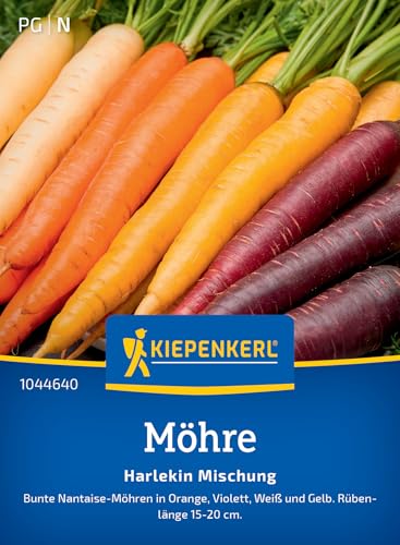 Kiepenkerl Möhrensamen Harlekin Mischung F1 1044640 - Bunte Karottenmischung für Gartenvielfalt Vielfalt in Farbe & Geschmack Gemüsesamen für 6-7 lfd. Meter