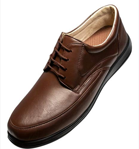 La Mejor Lista de Talla 32 comprados en linea. 46 Zapato para Pie Diabético Cerrado con Agujeta, Calzado de Piel de Borrego con Suela Antiderrapante (Café, 32)