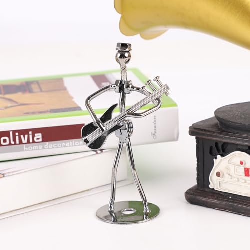 Figura decorativa músico metálico con guitarra eléctrica miniatura 7