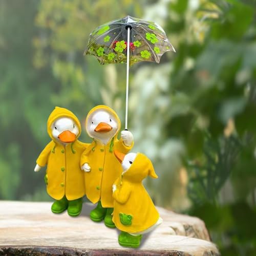 Statue Miniature de Retrait de Jardin - Décoration Canard Jaune