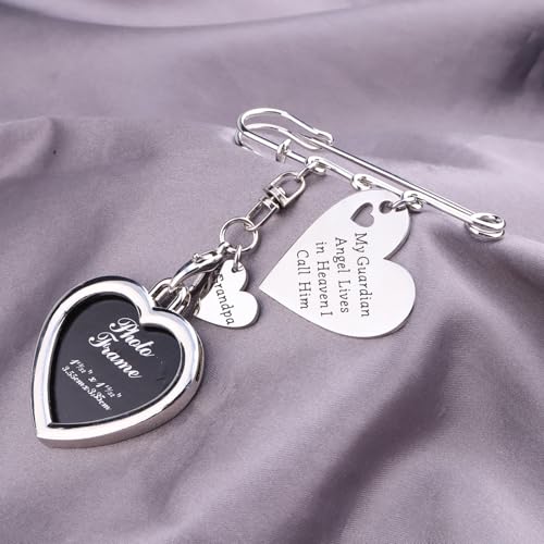 Image of LQRI Wedding Memorial Gift Wedding Boutonniere Bouquet Charm Pin Guardian Angel Grandma Walk Down The Aisle Bridal Charm in Memory of Grandma (grandpa)