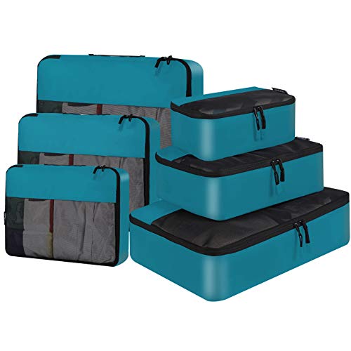 BAGAIL 6 Set / 8 Set Packing Cubes Luggage Packing Organizers for Travel Accessories (6 Set Teal)