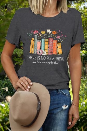 Womens Book Reader Shirt Reading Teacher T-Shirt Wildflower Librarian Tee Tops4