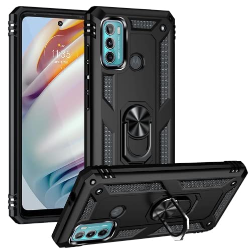 Image of Back Cover for Moto G51 5G Back Cover Case Shockproof Slim Armor Aramid Carbon Fibre Rugged TPU for Motorola Moto G51 Mobile Phone, Mystic (Black)