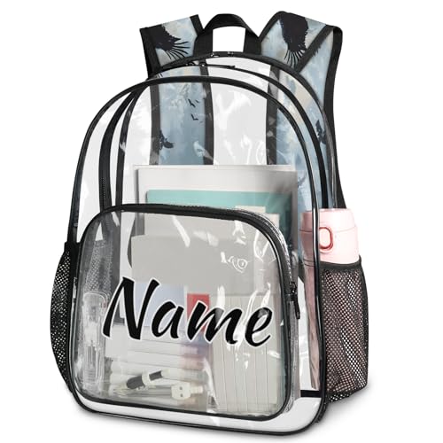 Personalized Rustic Farmhouse Clear Large Backpack for Stadium Events Custom Forest Eagles Transparent Backpacks PVC Plastic See Through Clear Bag for Concerts Festival Travel