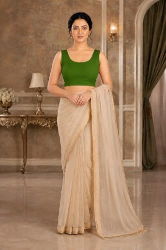Image of Abhi Readymade Saree Blouse for Women- Sleeveless, Round Neck, Regular-fit, Stretchable, Pull-on Style Blouse
