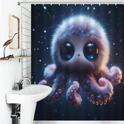Rideau de douche pieuvre en polyester imperméable 152x183cm pour baignoire de maison