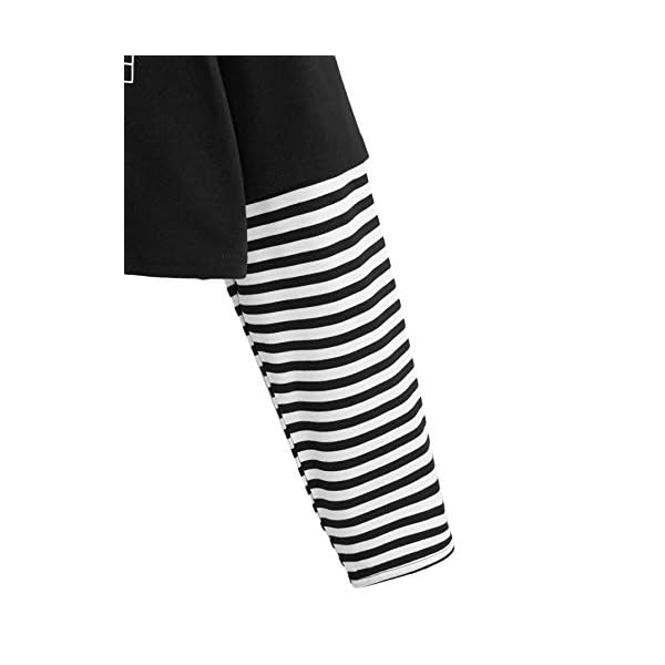 SweatyRocks-Womens-Color-Block-Butterfly-Print-Striped-Long-Sleeve-Crop-Top-T-Shirt SweatyRocks Women's Color Block Butterfly Print Striped Long Sleeve Crop Top T Shirt Graphic Black White M