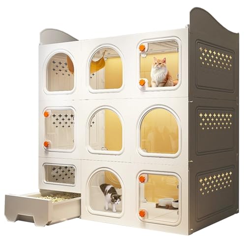 Cage pour chat anti-odeurs avec ventilation double face et litière cachée