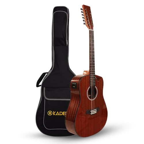Image of Kadence SH03-12EQ Slowhand 41 inch 12-String Electro Acoustic Guitar | Dreadnought Demi Cutaway | Touring Ready | Mahogany Wood | Built-in Pickup + 2 Band EQ | Includes Bag & Learning Course | Brown
