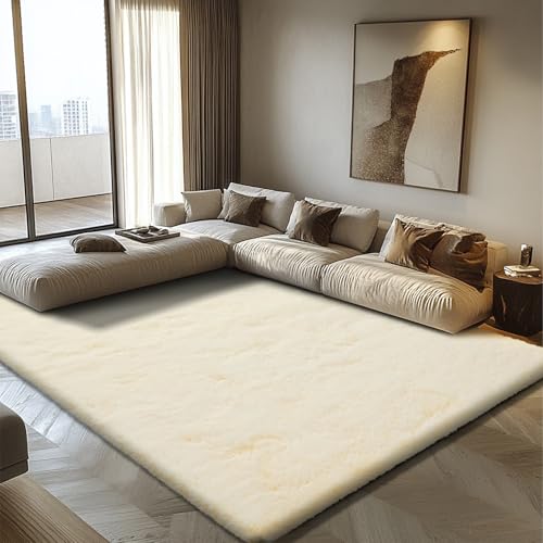 Shag Area Rug for Bedroom 4x6,Ivory Fluffy Area Rugs for Living Room,Soft Fuzzy Rug Non-Shedding Indoor Plush Carpet for Kids Bedroom Nursery Dorm Home Decor