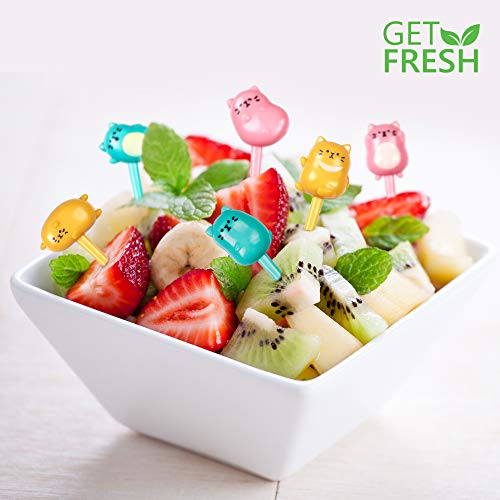 GET FRESH Animal Food Picks for Kids – 18-pcs Cat Food Picks for Toddlers Lunch Decoration – Cute Cat BentoToothpicks for Children – Reusable Kids Foods Picks Toothpicks Set for Bento Deco