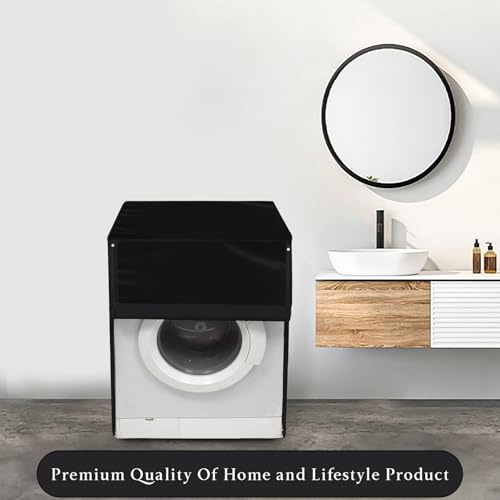 Image of Star Weaves Washing Machine Cover for Front Load LG FHT1208SWL 8 kg Washing Machine - Waterpoof & Dustproof Cover, Black Color, (WxDxH) In Cms:(60.96x53.34x86.34)