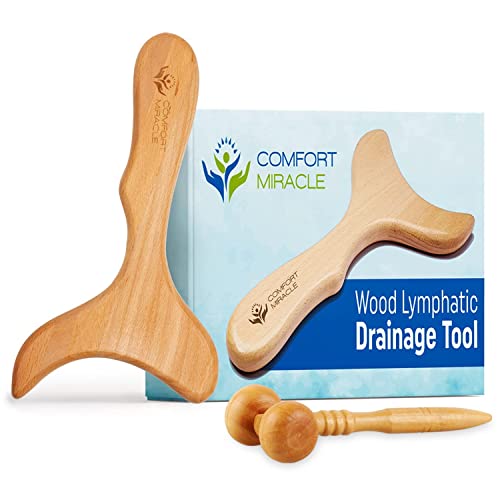 Wooden Lymphatic Drainage Massager – Natural Wood Therapy Massage Tools Help Cellulite & Relax Tense Muscles – Our Full Body Lymphatic Drainage Tool Also Comes a Facial Massager