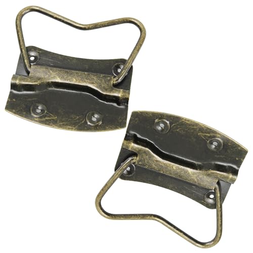 Runseaway 4PCS 4 Inch Bronze Metal Chest Handles, Toolbox Pull Ring Handle, Cabinet Door Handle, Heavy Duty Pull Handle for Toolbox Chest Case