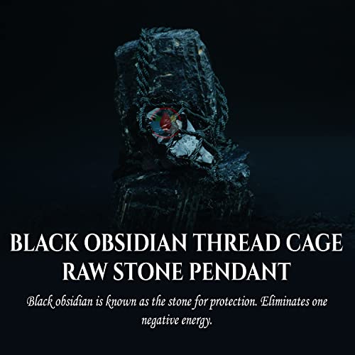 Image of REMEDYWALA Charged Energized Raw Stone Thread Cage Wrapped Pendant | Raw Stone Thread Cage Wrapped Pendant for Women and Men