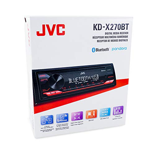 Jvc Kd-X270Bt Bluetooth Car Stereo W/Usb Port – Am/Fm Radio, Mp3 Player, High Contrast Lcd, 50 Watts, Detachable Face Plate – Single Din – 13-Band Eq #TOP5